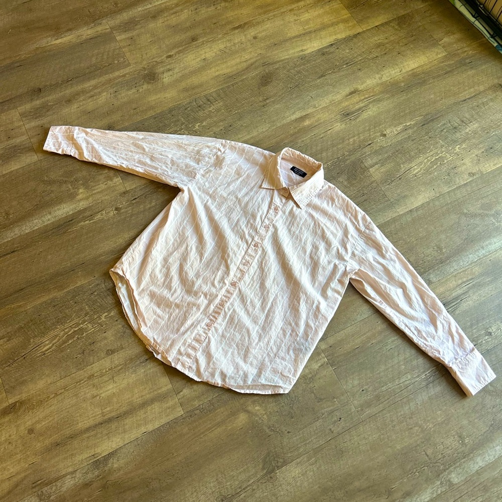 🌸 Brunette the Label Blush Pink Striped Button-Down | Size S/M | Oversized